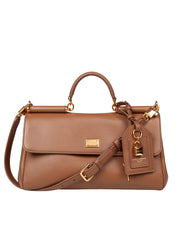 DOLCE & GABBANA VINTAGE MY SICILY CARAMEL LEATHER BAG