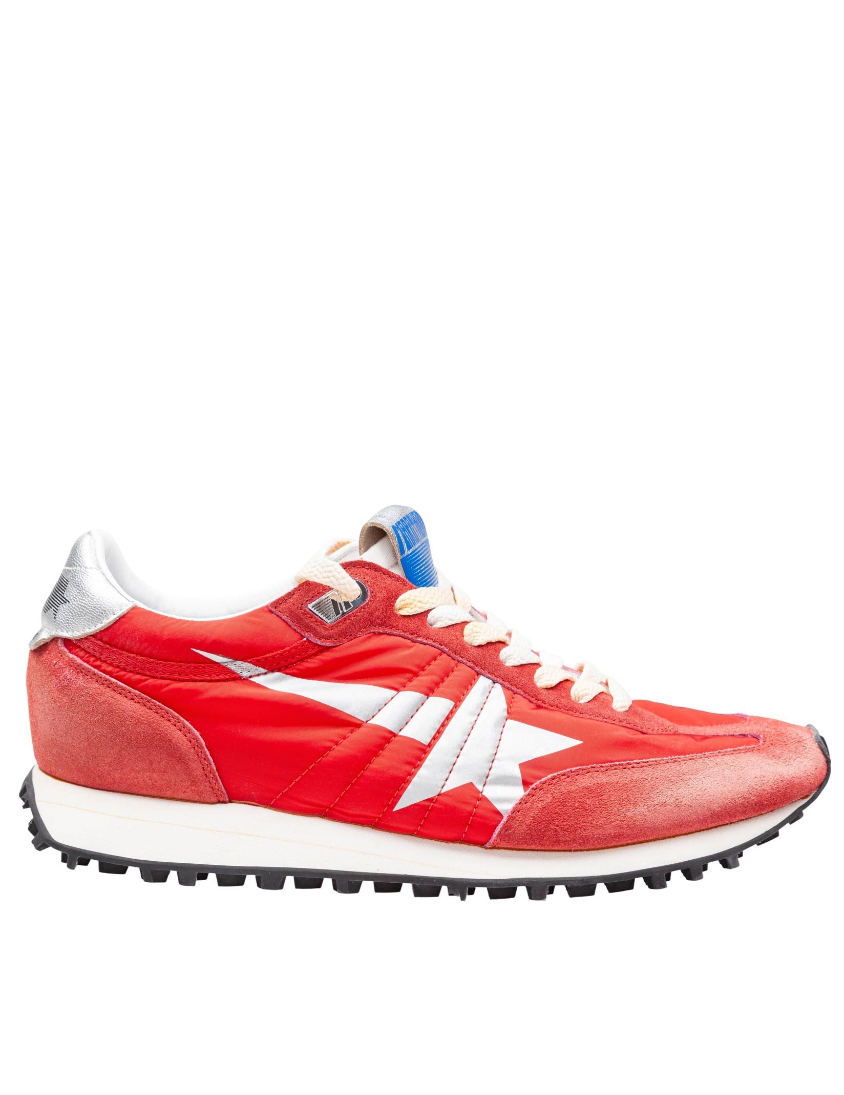 GOLDEN GOOSE RED NYLON AND SUEDE RUNNING SNEAKERS