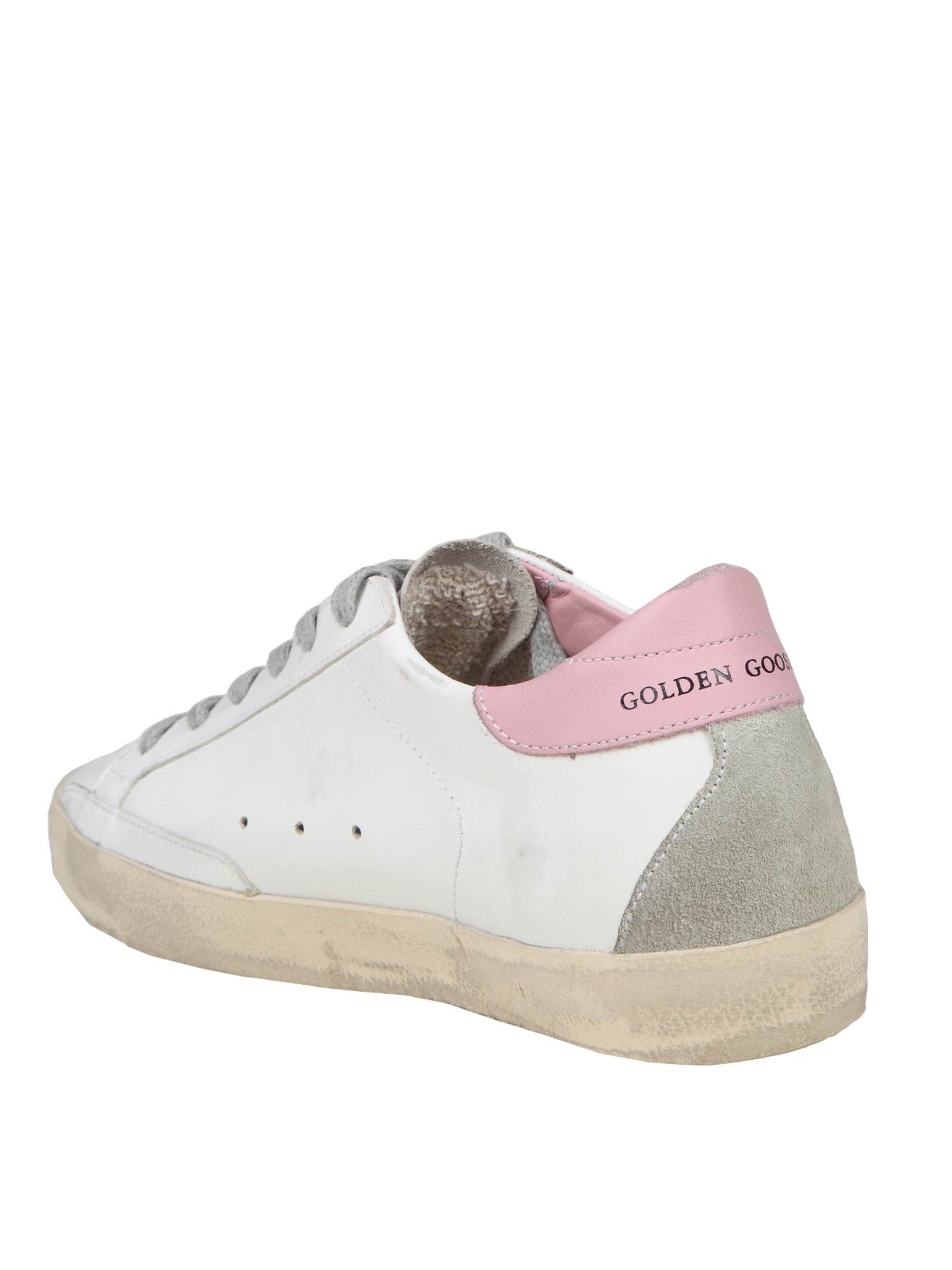 GOLDEN GOOSE SUPER STAR SNEAKERS IN WHITE AND PINK LEATHER