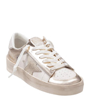 GOLDEN GOOSE SNEAKERS STARDAN IN LEATHER COLOR WHITE AND PLATINUM