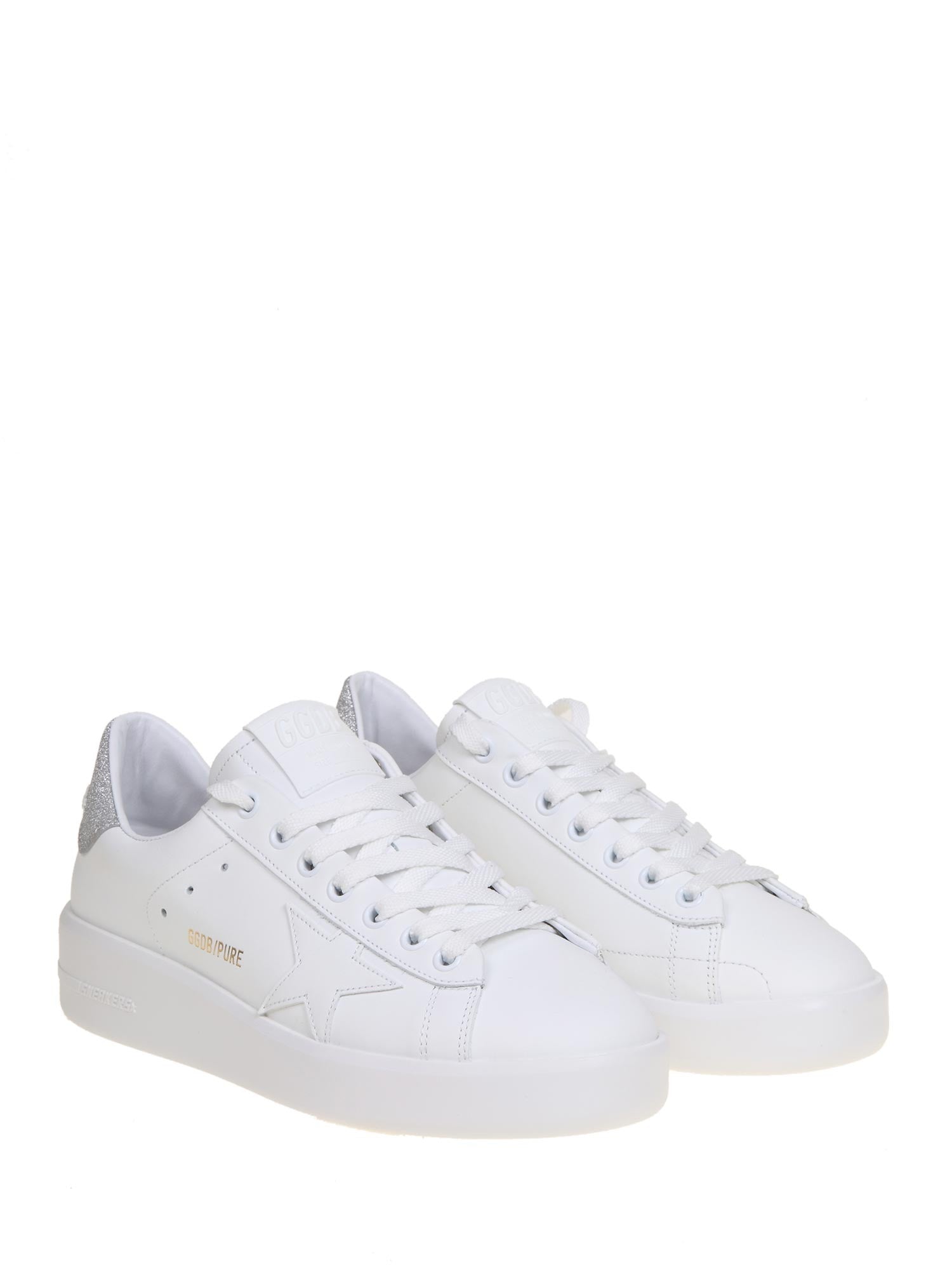 GOLDEN GOOSE PURE STAR SNEAKERS IN WHITE LEATHER