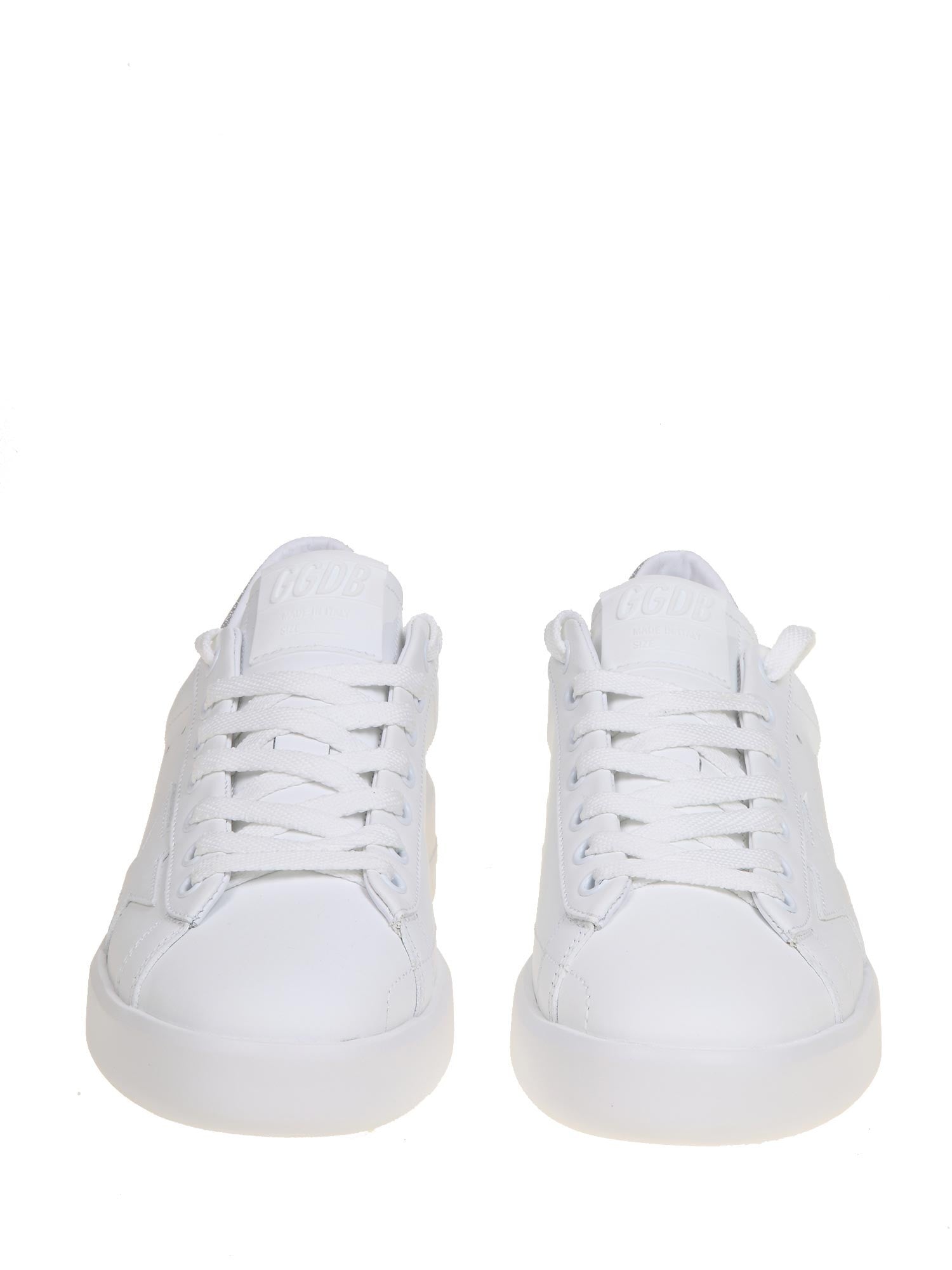 GOLDEN GOOSE PURE STAR SNEAKERS IN WHITE LEATHER
