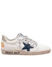 GOLDEN GOOSE BALLSTAR SNEAKERS IN LEATHER COLOR WHITE AND BLUE