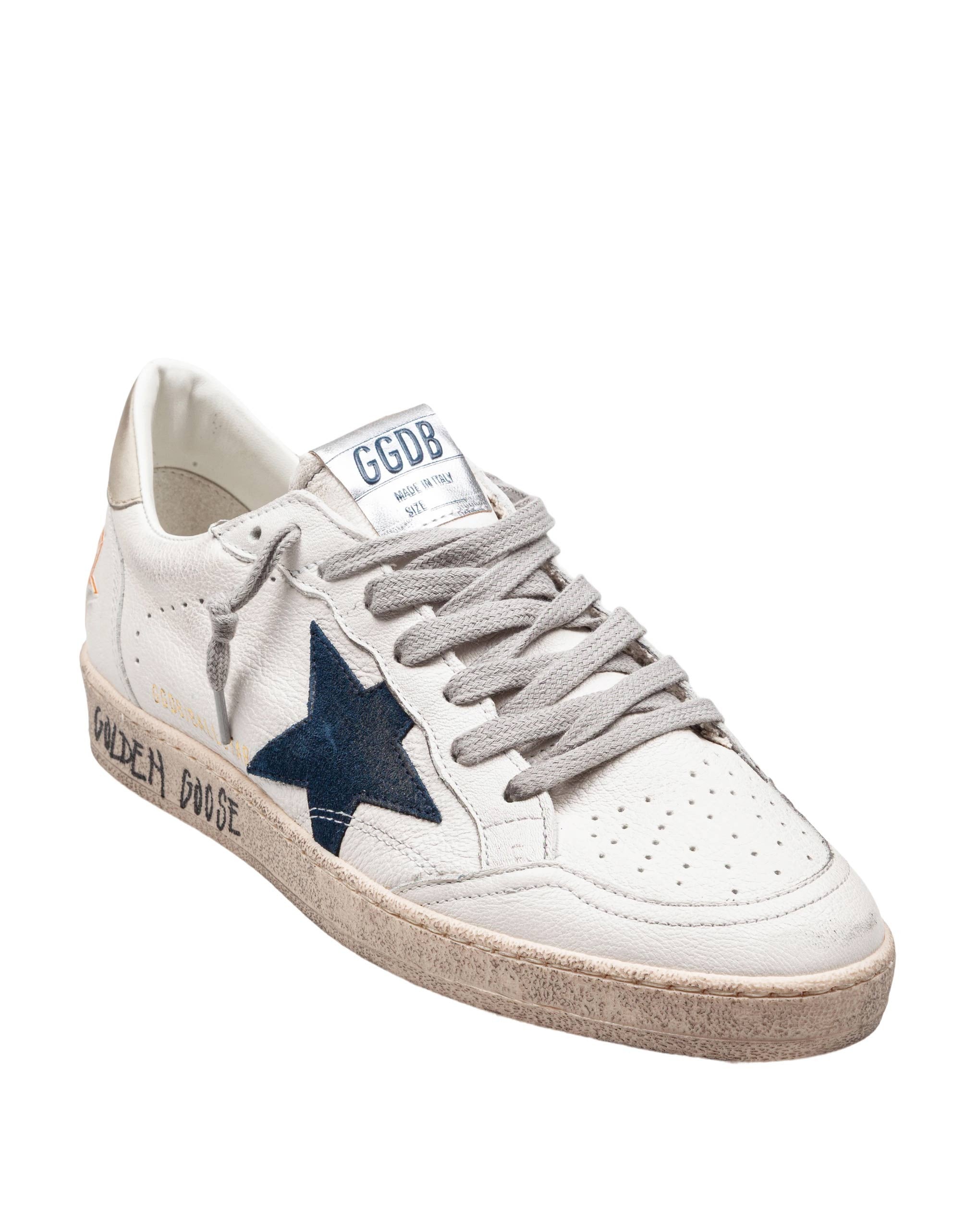 GOLDEN GOOSE BALLSTAR SNEAKERS IN LEATHER COLOR WHITE AND BLUE