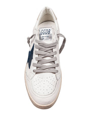 GOLDEN GOOSE BALLSTAR SNEAKERS IN LEATHER COLOR WHITE AND BLUE