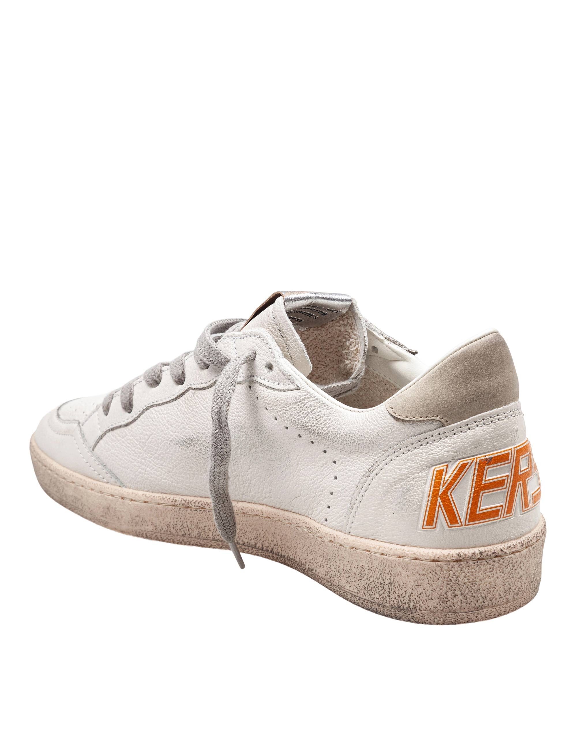 GOLDEN GOOSE BALLSTAR SNEAKERS IN LEATHER COLOR WHITE AND BLUE