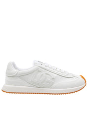 DOLCE & GABBANA LEATHER AND SUEDE CUSHION SNEAKERS, WHITE