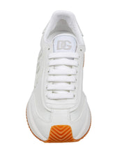 DOLCE & GABBANA LEATHER AND SUEDE CUSHION SNEAKERS, WHITE