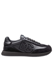 DOLCE E GABBANA SNEAKER CUSHION IN PELLE E CAMOSCIO COLORE NERO