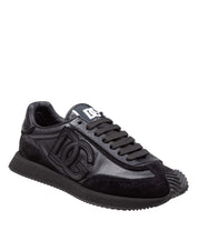 DOLCE E GABBANA SNEAKER CUSHION IN PELLE E CAMOSCIO COLORE NERO