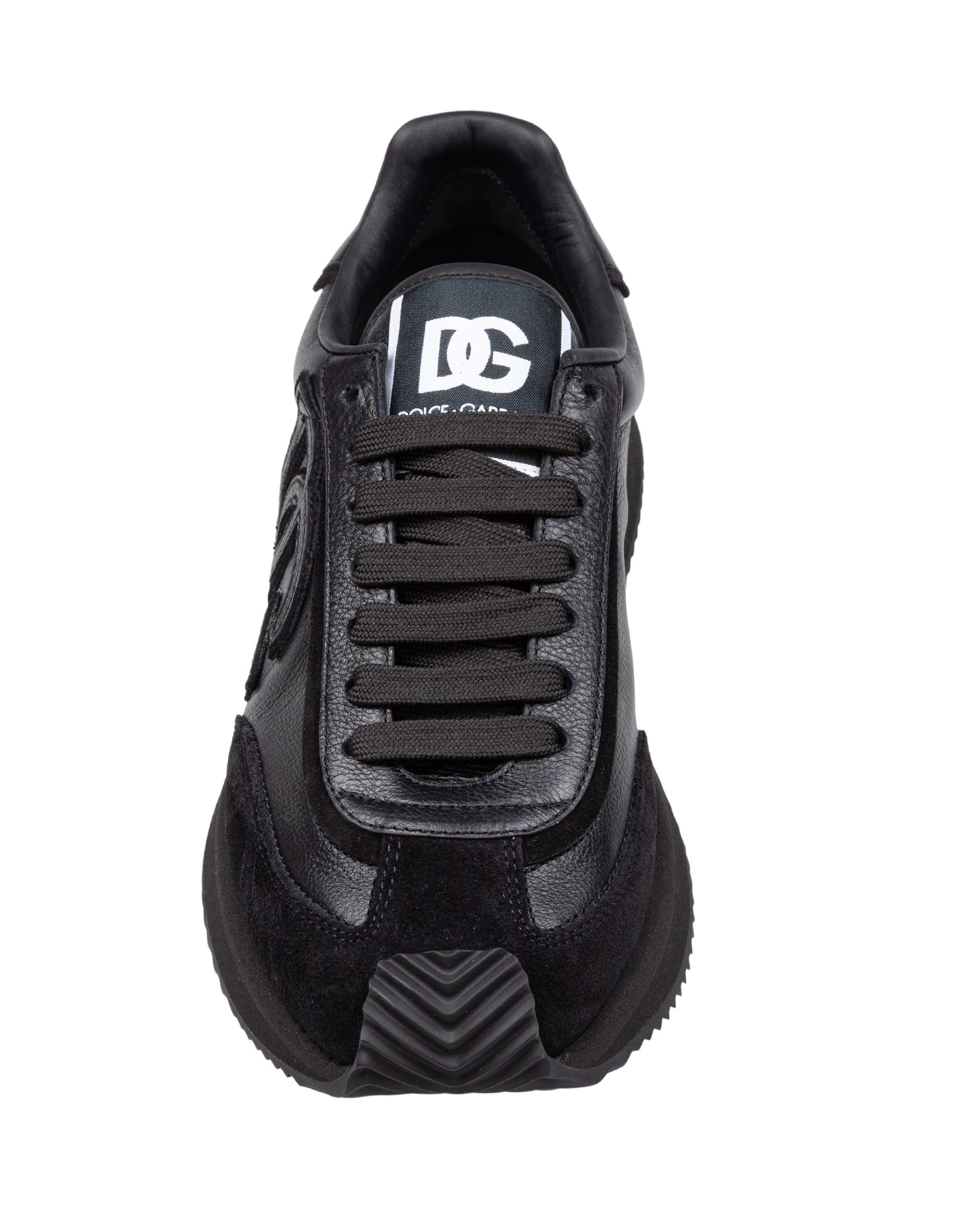 DOLCE E GABBANA SNEAKER CUSHION IN PELLE E CAMOSCIO COLORE NERO