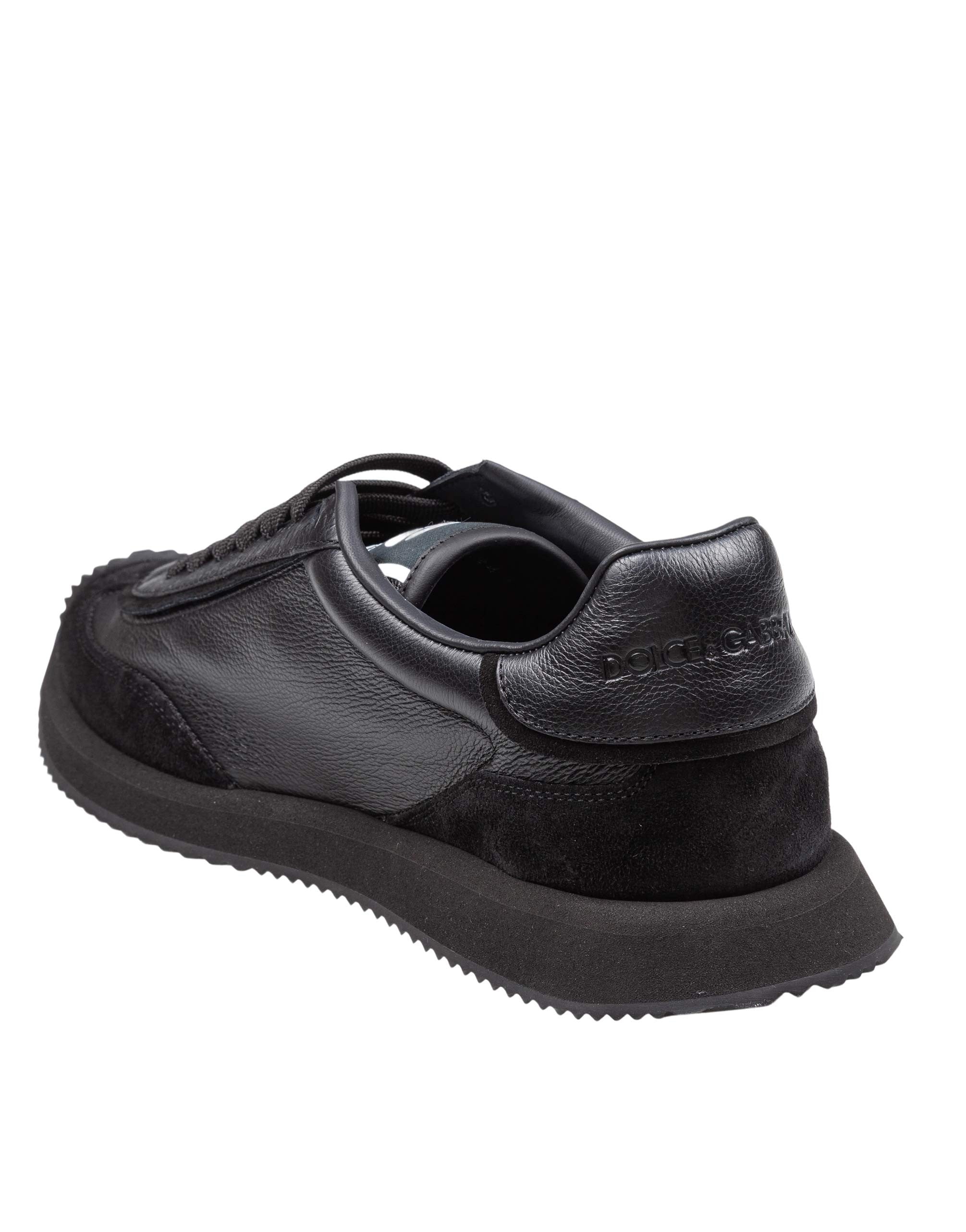 DOLCE E GABBANA SNEAKER CUSHION IN PELLE E CAMOSCIO COLORE NERO
