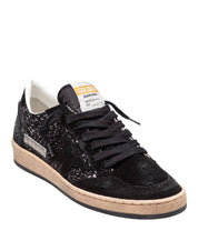 GOLDEN GOOSE SNEAKERS BALLSTAR IN SUEDE AND GLITTER COLOR BLACK