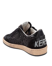 GOLDEN GOOSE SNEAKERS BALLSTAR IN SUEDE AND GLITTER COLOR BLACK