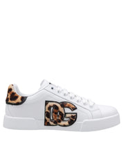 DOLCE & GABBANA PORTOFINO LIGHT WHITE LEATHER SNEAKERS WITH DG PATCH