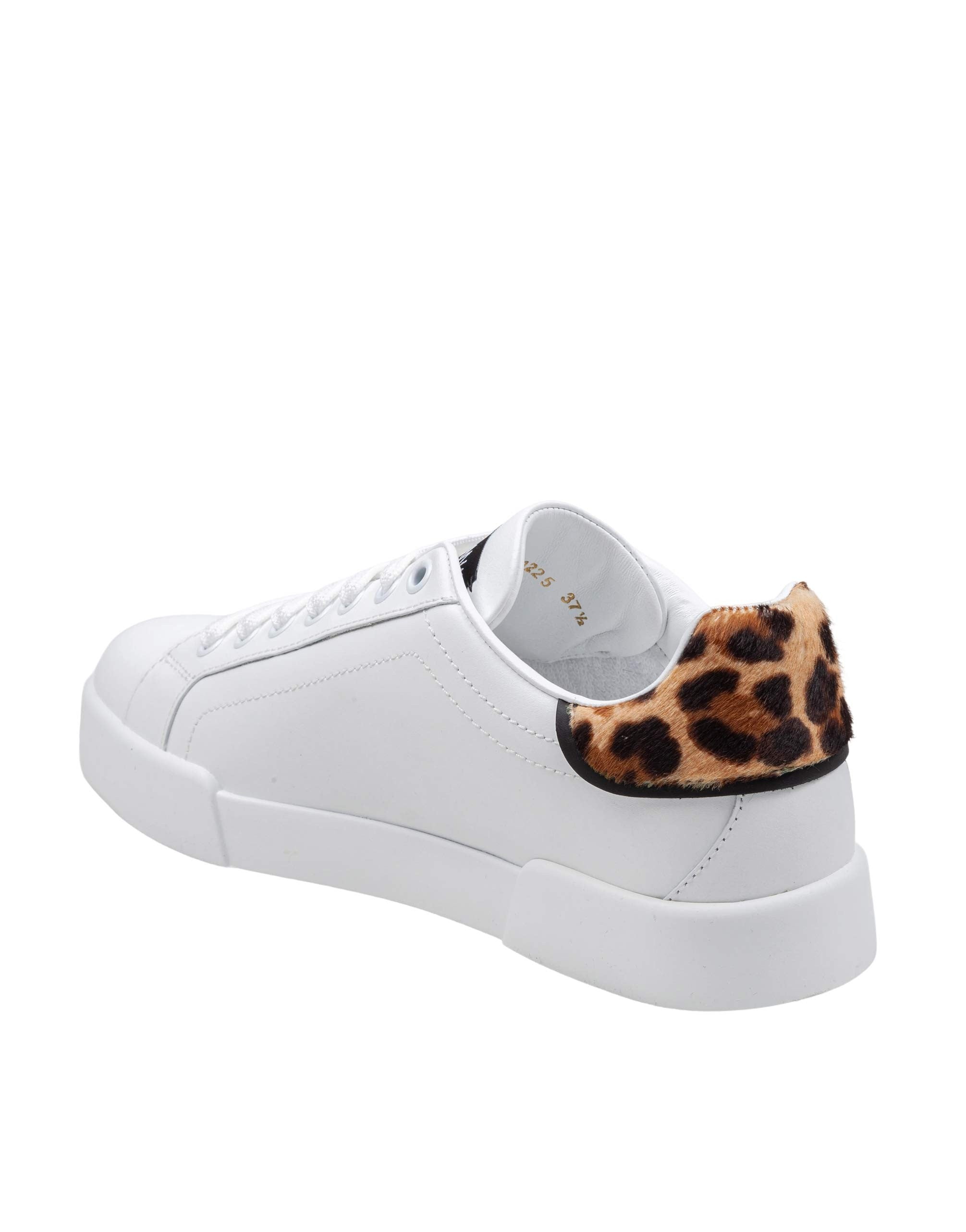 DOLCE & GABBANA PORTOFINO LIGHT WHITE LEATHER SNEAKERS WITH DG PATCH
