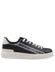 BALMAIN B-COURT BLACK LEATHER SNEAKERS WITH LOGO