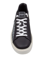 BALMAIN B-COURT BLACK LEATHER SNEAKERS WITH LOGO