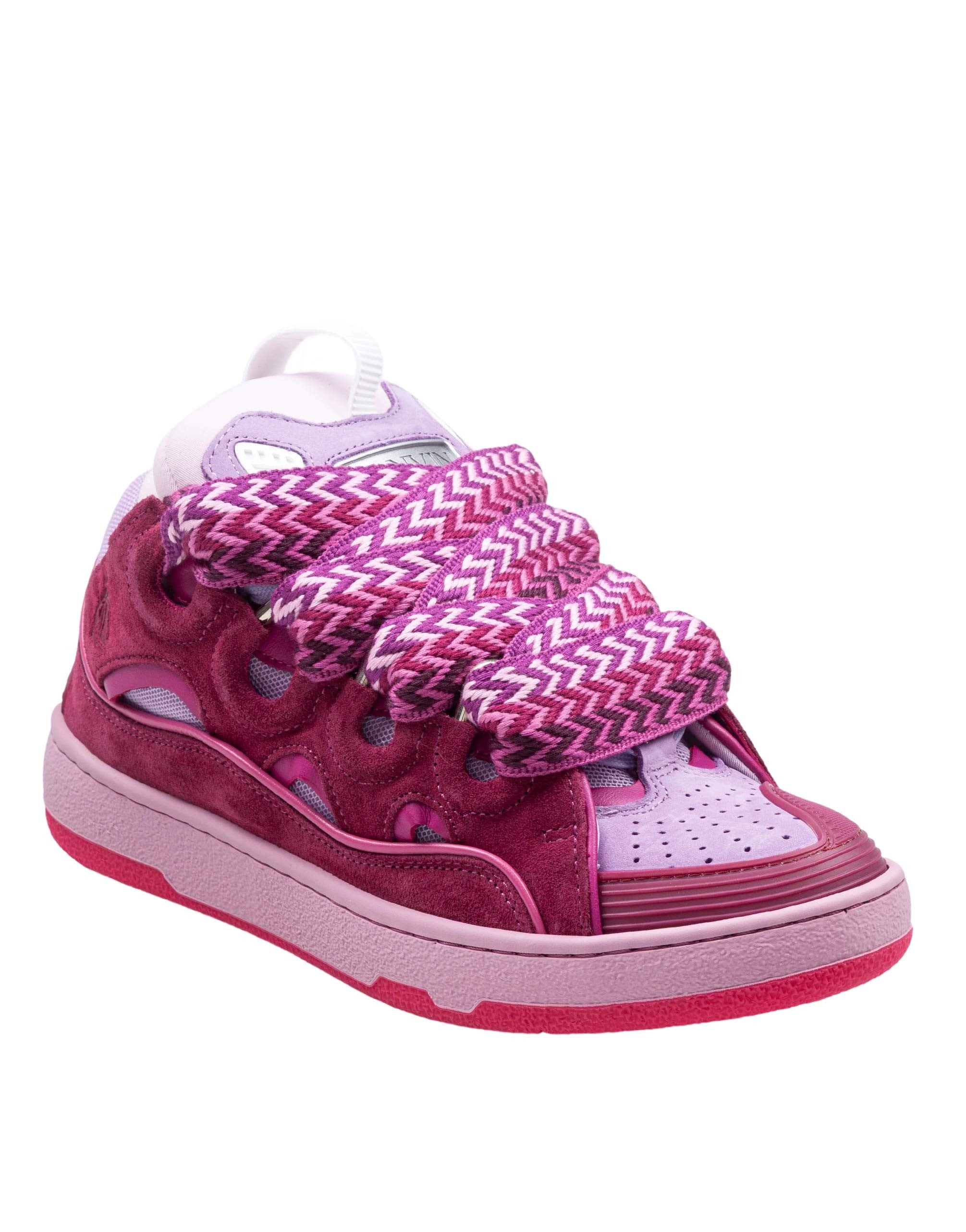 LANVIN CURB SNEAKERS IN PELLE E TESSUTO COLORE LILLA