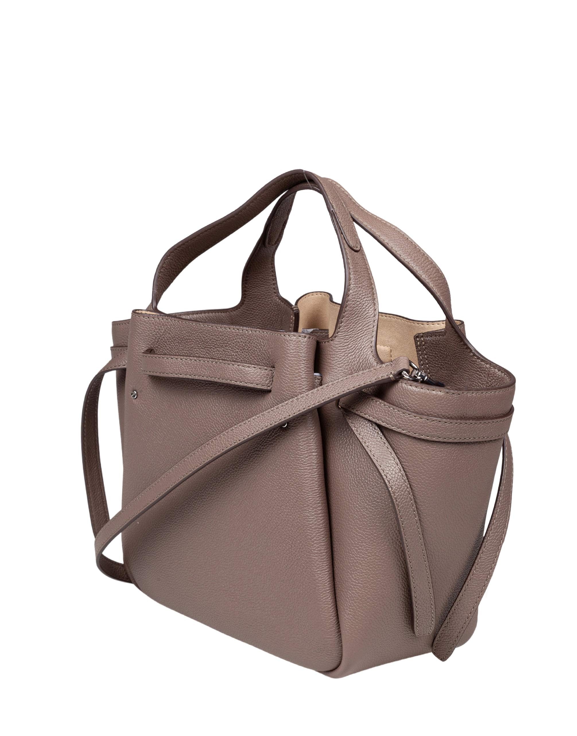 TORY BURCH ROMY LEATHER TOTE BAG IN WILD MUSHROOM