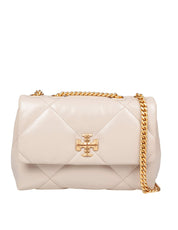 TORY BURCH KIRA SMALL DIAMOND QUILTED BAG IN LIGHT STONE