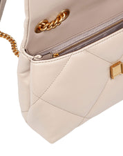 TORY BURCH KIRA SMALL DIAMOND QUILTED BAG IN LIGHT STONE