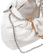 TORY BURCH MINI FLEMING NAPPA HOBO BAG, WHITE