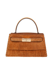TORY BURCH LEE RADZIWILL MINI SUEDE HANDBAG WITH FRINGES