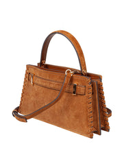 TORY BURCH LEE RADZIWILL MINI SUEDE HANDBAG WITH FRINGES