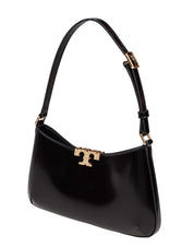 TORY BURCH ELEANOR PAVE SLIM SMOOTH LEATHER SHOULDER BAG, BLACK