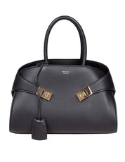 FERRAGAMO HUG TH M HANDBAG IN BLACK LEATHER