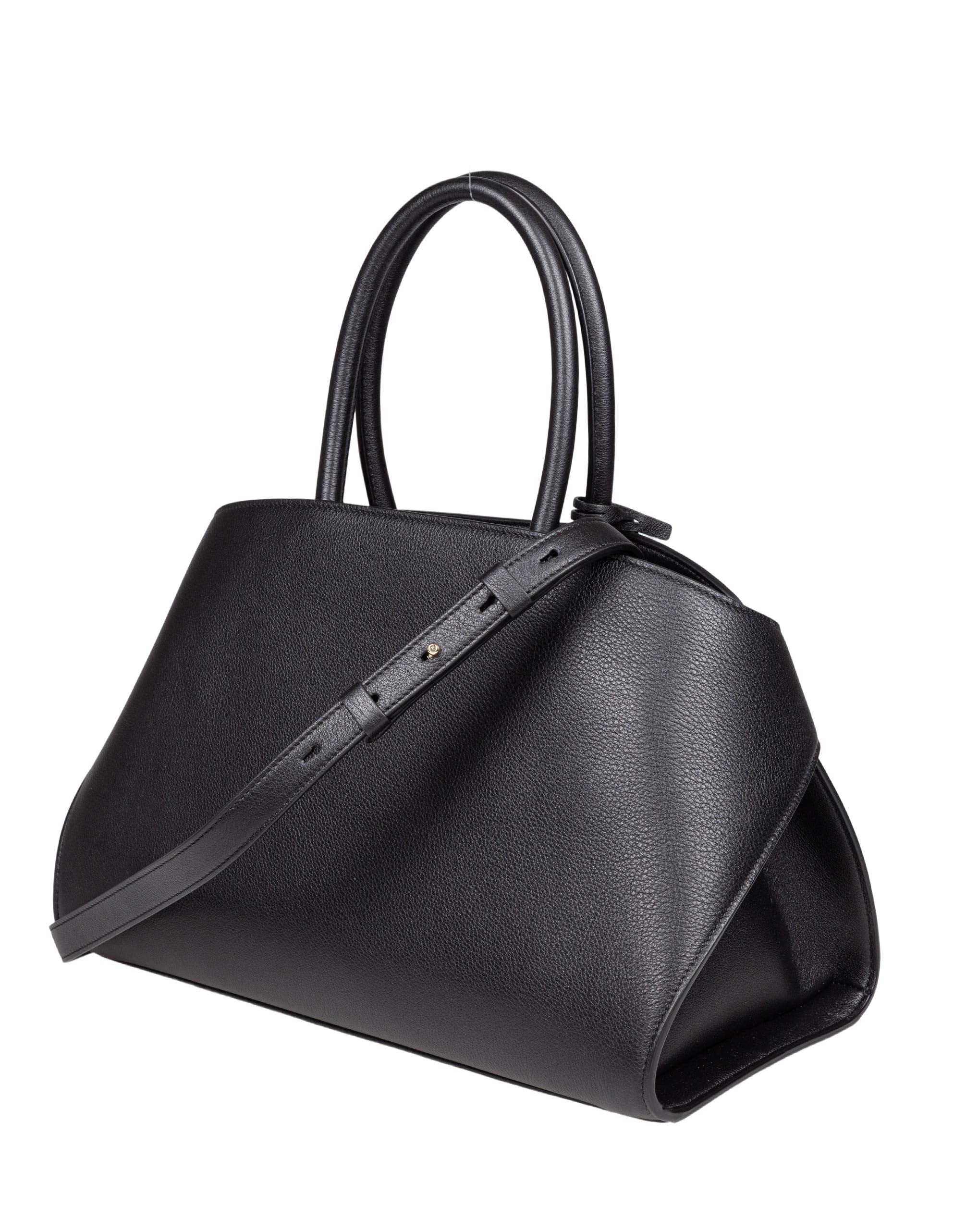 FERRAGAMO HUG TH M HANDBAG IN BLACK LEATHER