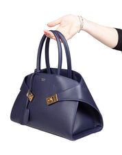FERRAGAMO HUG TH M HANDBAG IN BLUE LEATHER