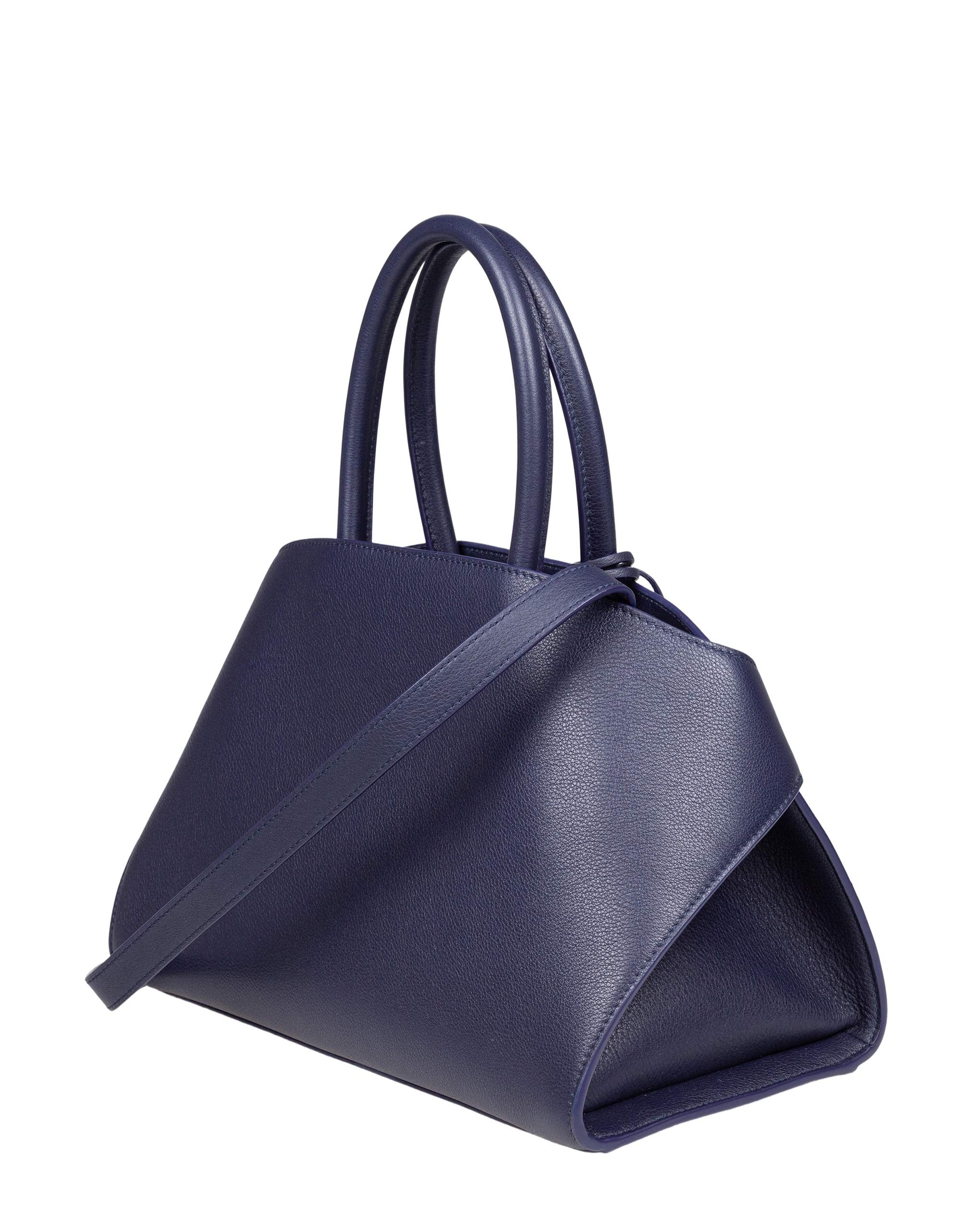 FERRAGAMO HUG TH M HANDBAG IN BLUE LEATHER