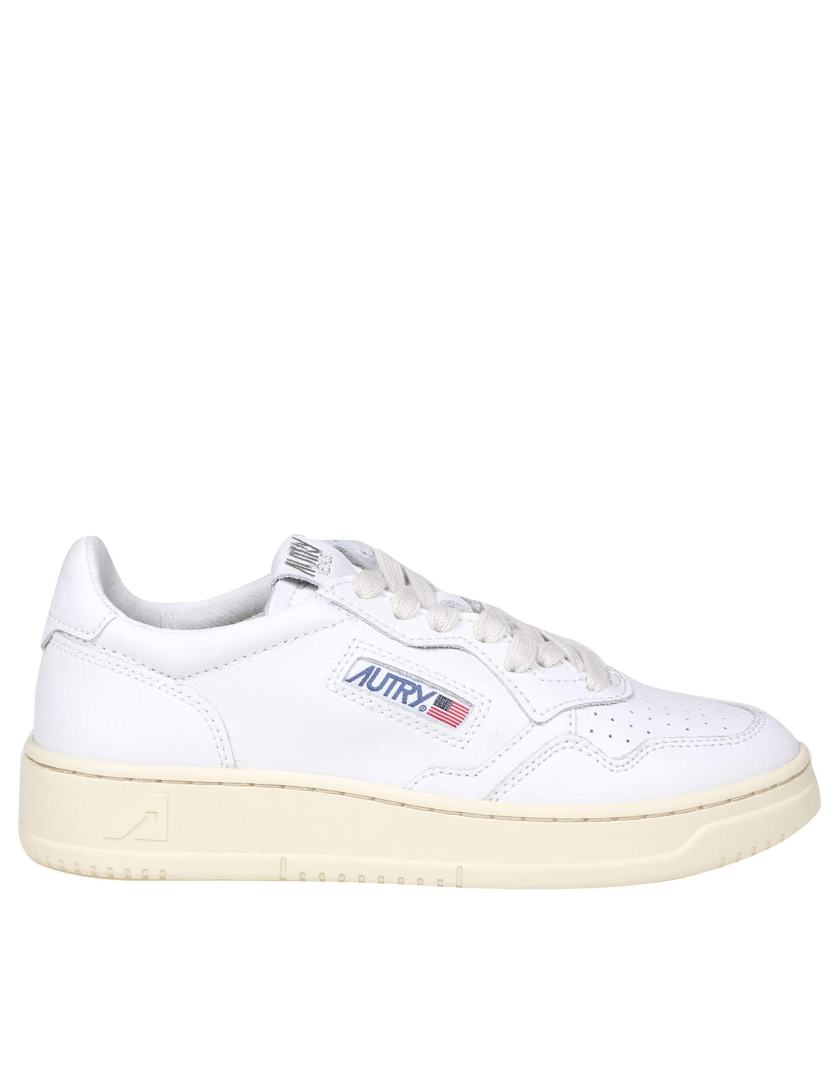 AUTRY LOW MEDALIST SNEAKERS IN WHITE LEATHER WITH SIDE LOGO