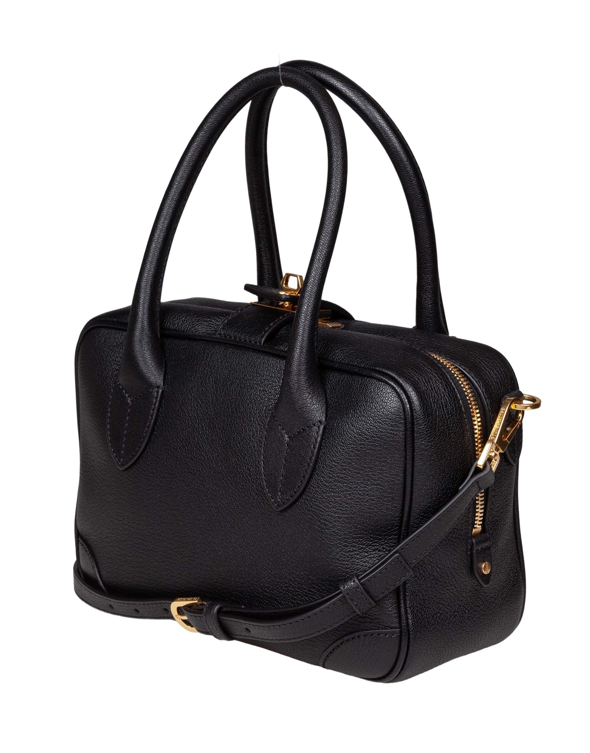 GOLDEN GOOSE BLACK LEATHER WAIST BAG