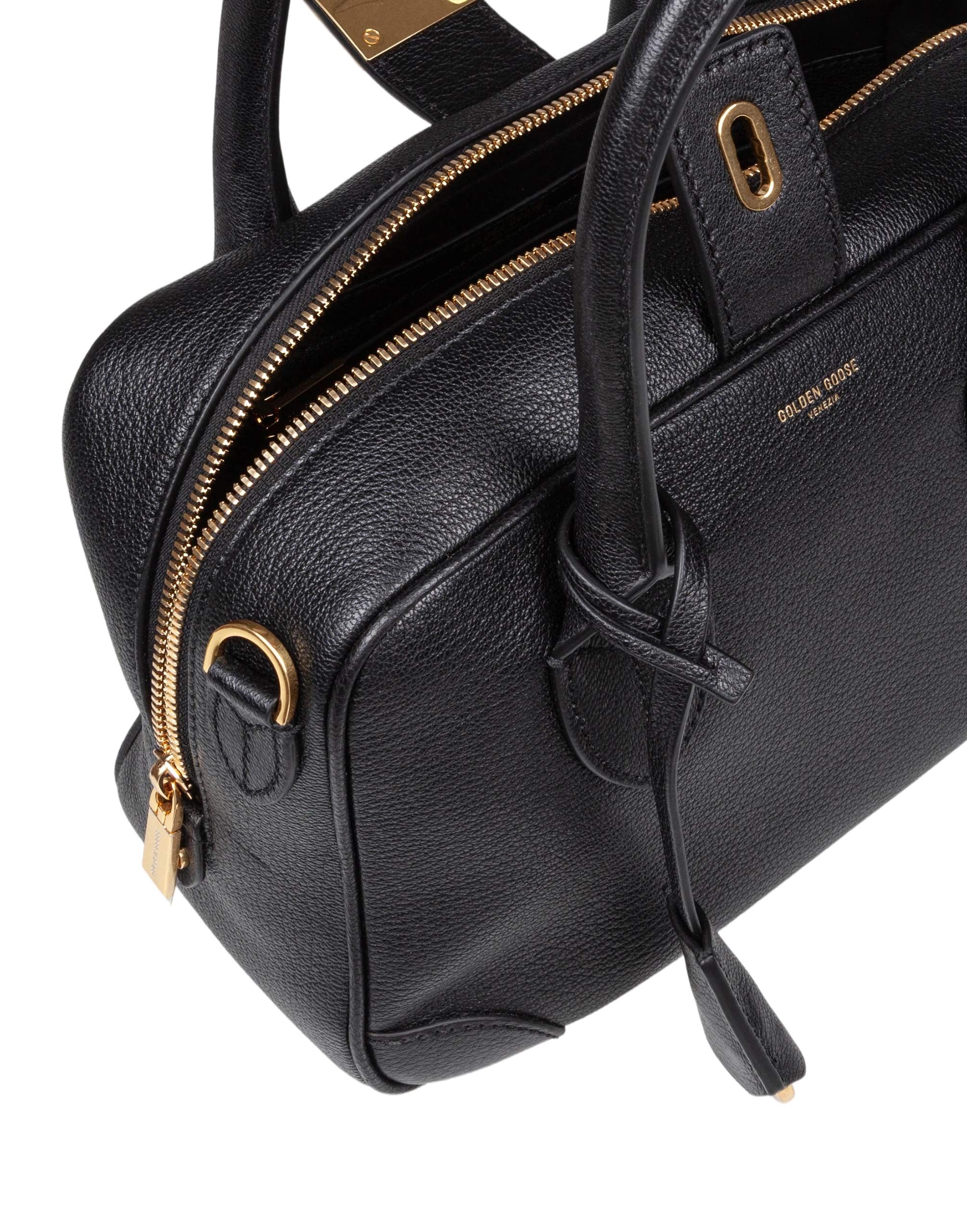GOLDEN GOOSE BLACK LEATHER WAIST BAG