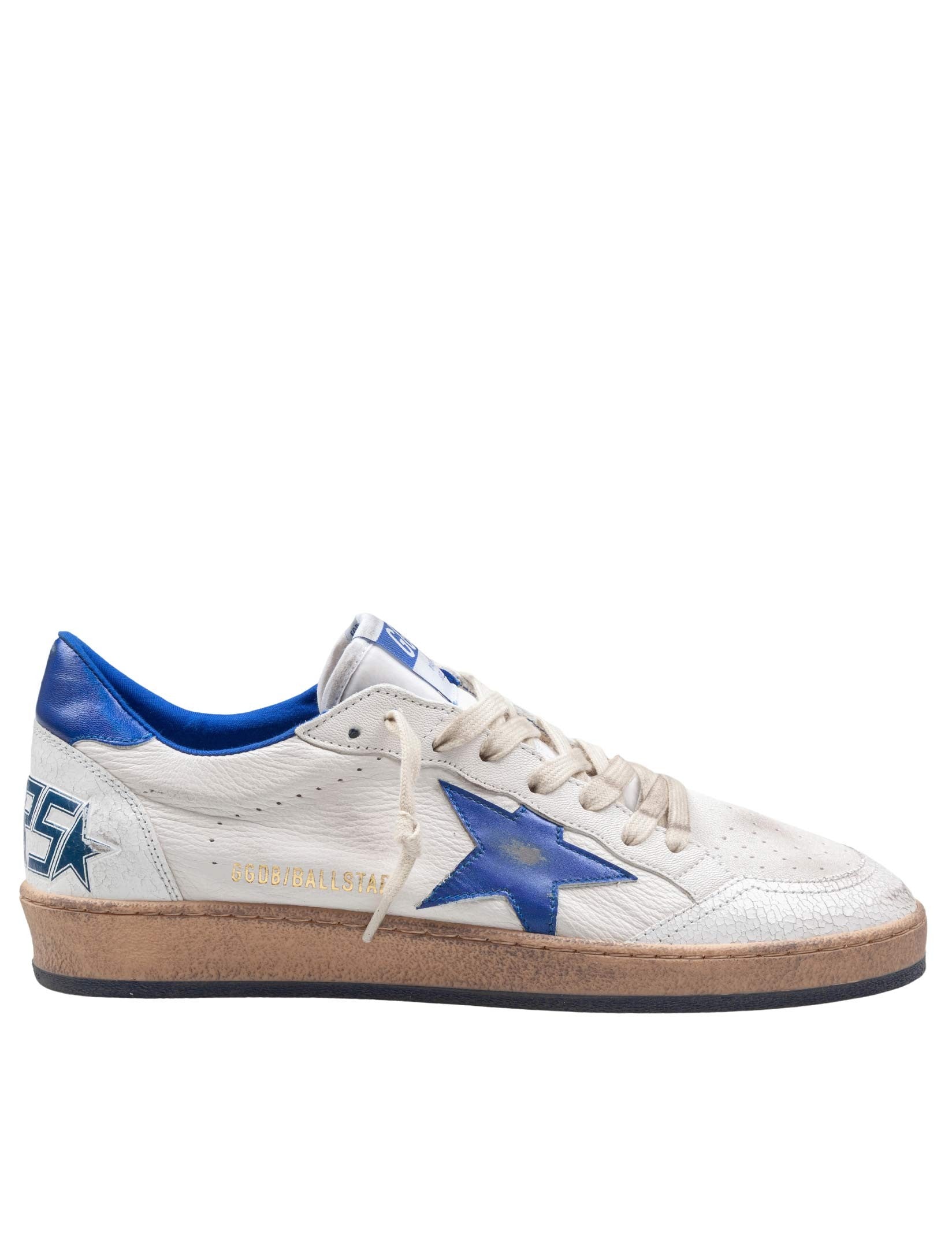 GOLDEN GOOSE SNEAKERS BALL STAR IN WHITE AND BLUETTE LEATHER