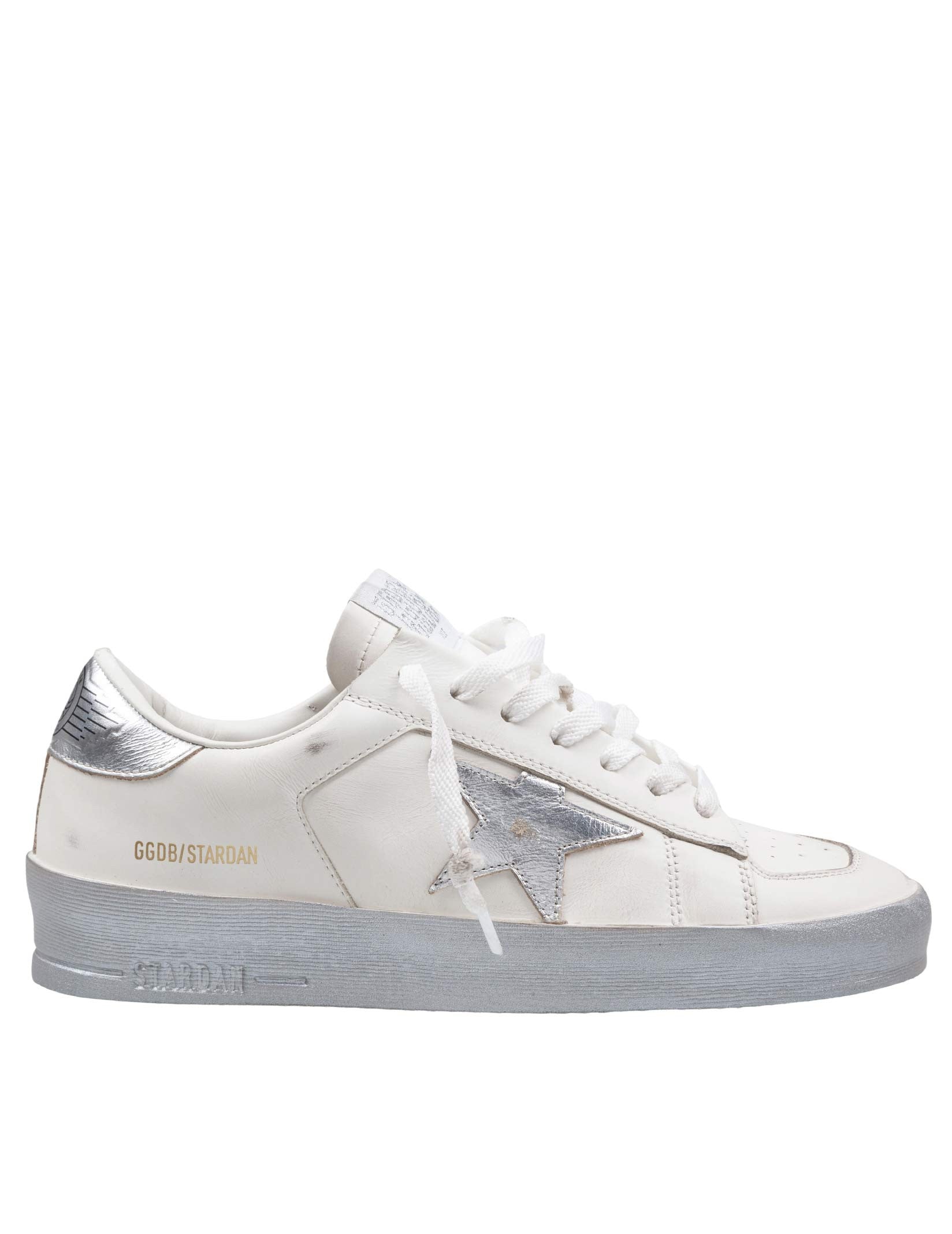 GOLDEN GOOSE SNEAKERS STARDAN IN PELLE COLORE BIANCO E ARGENTO