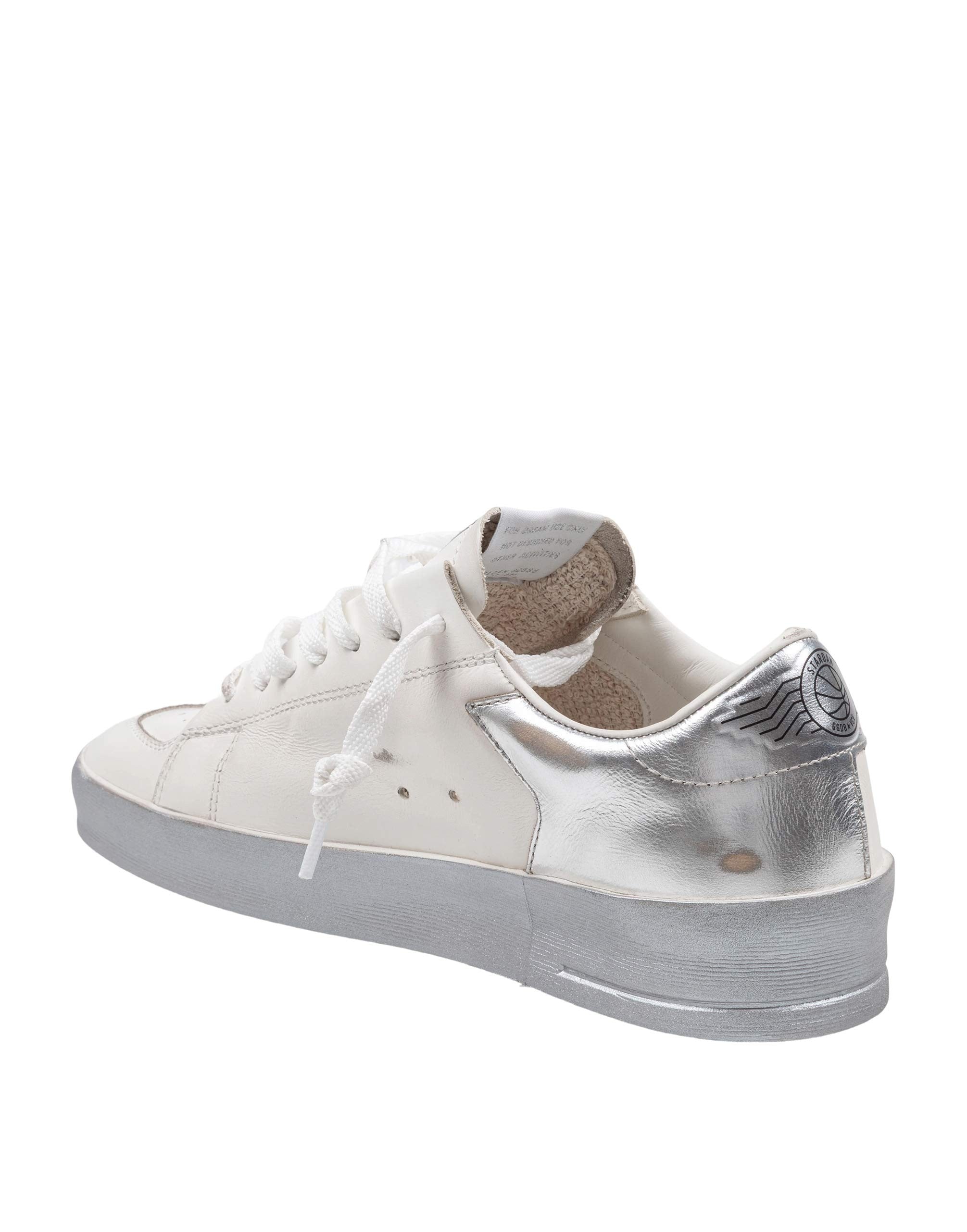 GOLDEN GOOSE SNEAKERS STARDAN IN PELLE COLORE BIANCO E ARGENTO
