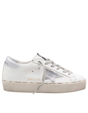 GOLDEN GOOSE HI STAR IN WHITE AND SILVER LEATHER