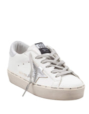 GOLDEN GOOSE HI STAR IN WHITE AND SILVER LEATHER