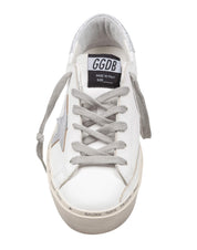 GOLDEN GOOSE HI STAR IN WHITE AND SILVER LEATHER