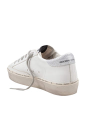 GOLDEN GOOSE HI STAR IN WHITE AND SILVER LEATHER