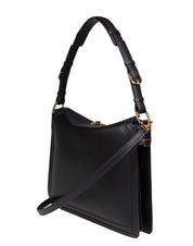 LANVIN COMPAGNON LEATHER SHOULDER BAG, BLACK