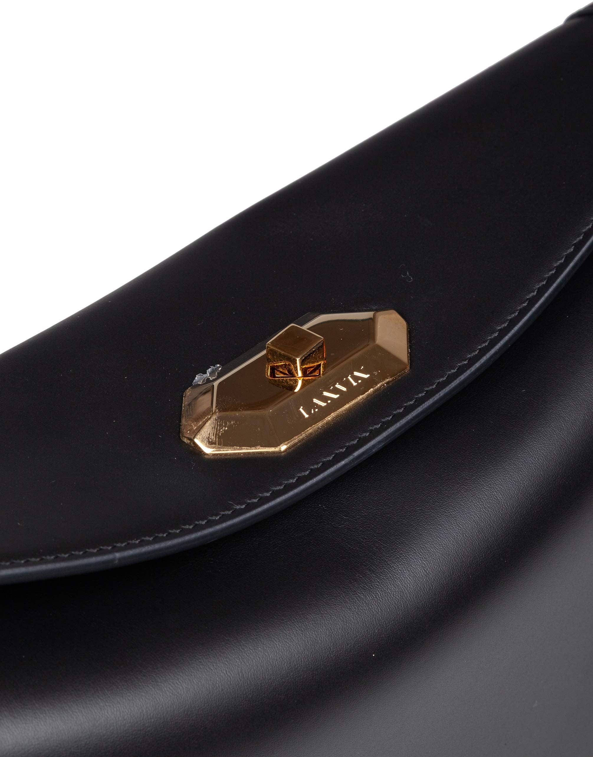 LANVIN COMPAGNON LEATHER SHOULDER BAG, BLACK