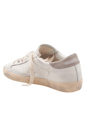 GOLDEN GOOSE SUPER STAR NAPPA LEATHER SNEAKERS IN WHITE WITH PINK STAR