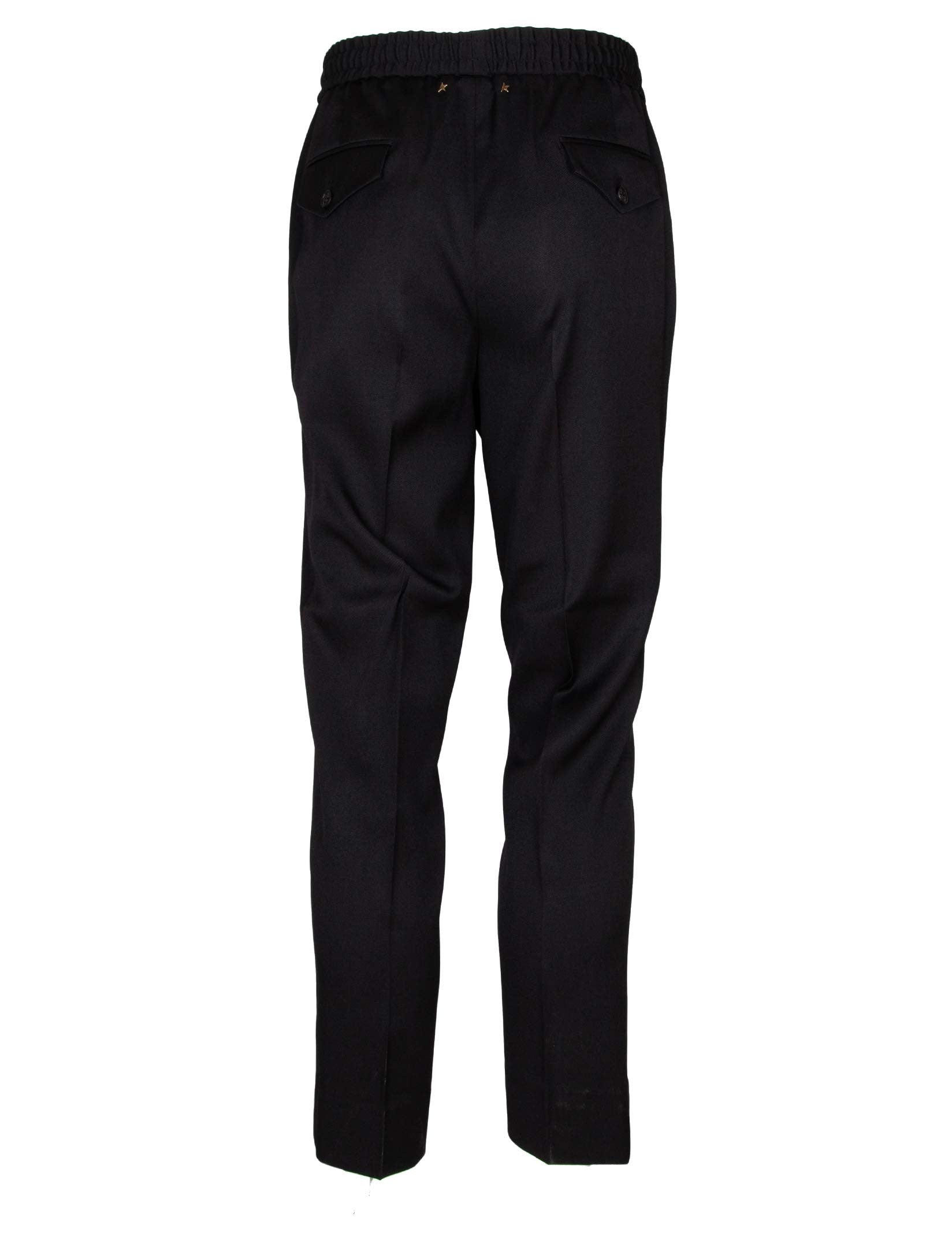 GOLDEN GOOSE TWILL DRAWSTRING PANTS IN BLACK COLOUR