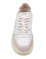 AUTRY MEDALIST LOW LEATHER AND SUEDE SNEAKERS, BLACK AND WHITE