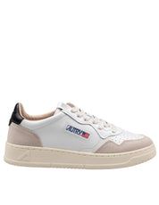 AUTRY MEDALIST LOW LEATHER AND SUEDE SNEAKERS, BLACK AND WHITE